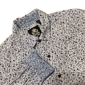 English Laundry Blue Floral Striped Cotton Button Up Shirt M